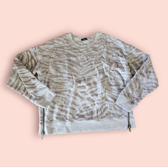 Rails Marlo Flocked Zebra Side Zipe Sweater Sweatshirt - Picture 6 of 7